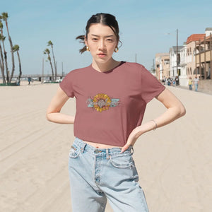 Boho Sunflower Flowy Cropped Tee - Soft Polyester Blend - Dipaliz - T-shirts - s