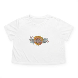 Boho Sunflower Flowy Cropped Tee - Soft Polyester Blend - Dipaliz - T-shirts - s