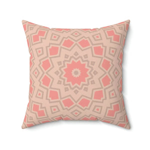 Modern Peach Radial Abstract Polyester Square Pillow - Dipaliz - Throw Pillows