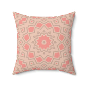 Modern Peach Radial Abstract Polyester Square Pillow - Dipaliz - Throw Pillows