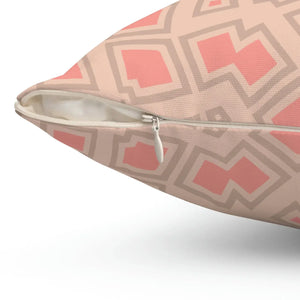 Modern Peach Radial Abstract Polyester Square Pillow - Dipaliz - Throw Pillows