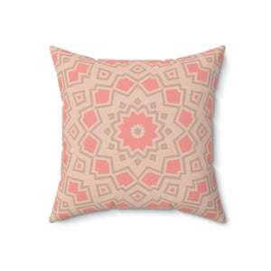 Modern Peach Radial Abstract Polyester Square Pillow - Dipaliz - Throw Pillows