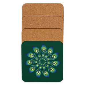 Vibrant Peacock Feather Coasters - Heat Resistant - Dipaliz