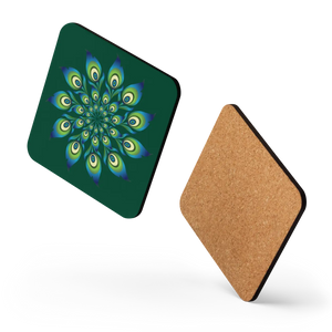 Vibrant Peacock Feather Coasters - Heat Resistant - Dipaliz