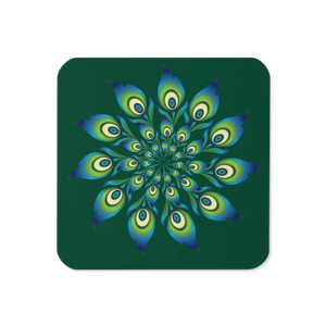Vibrant Peacock Feather Coasters - Heat Resistant - Dipaliz