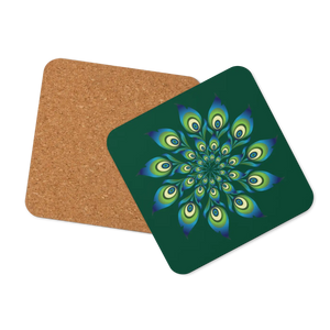Vibrant Peacock Feather Coasters - Heat Resistant - Dipaliz