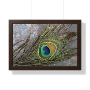 Peacock Feather Framed Horizontal Poster - Museum Quality - Dipaliz - 24″ x 16″ / Walnut - Posters Prints & Visual