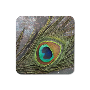 Vibrant Peacock Featherr Cork Coasters Garden Party - Dipaliz