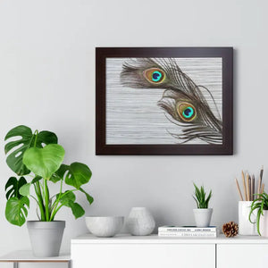 Framed Horizontal Poster Peacock Feathers Art Print - Dipaliz - Posters Prints & Visual Artwork