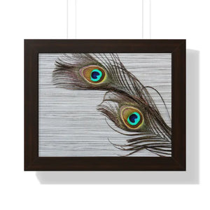 Framed Horizontal Poster Peacock Feathers Art Print - Dipaliz - 14″ x 11″ / Walnut - Posters Prints & Visual Artwork