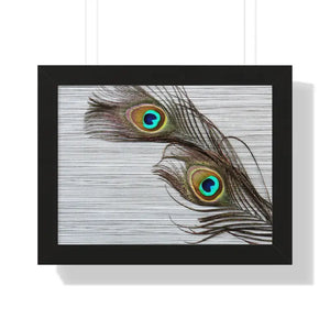 Framed Horizontal Poster Peacock Feathers Art Print - Dipaliz - 16″ x 12″ / Black - Posters Prints & Visual Artwork