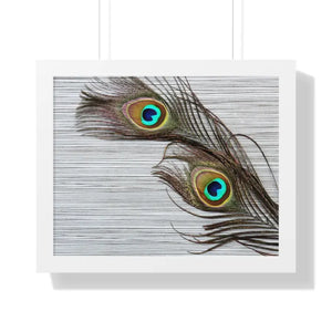Framed Horizontal Poster Peacock Feathers Art Print - Dipaliz - 20’’ x 16’’ / White - Posters Prints & Visual Artwork