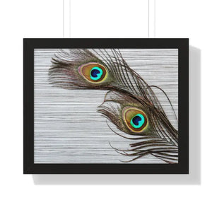 Framed Horizontal Poster Peacock Feathers Art Print - Dipaliz - 20’’ x 16’’ / Black - Posters Prints & Visual Artwork