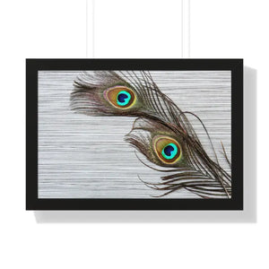 Framed Horizontal Poster Peacock Feathers Art Print - Dipaliz - 24″ x 16″ / Black - Posters Prints & Visual Artwork