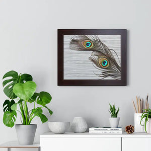 Framed Horizontal Poster Peacock Feathers Art Print - Dipaliz - Posters Prints & Visual Artwork