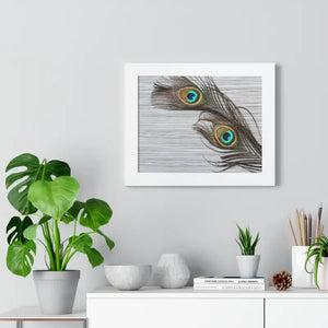 Framed Horizontal Poster Peacock Feathers Art Print - Dipaliz - Posters Prints & Visual Artwork