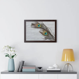 Framed Horizontal Poster Peacock Feathers Art Print - Dipaliz - Posters Prints & Visual Artwork