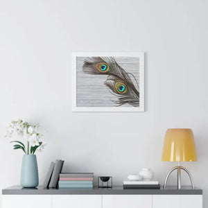 Framed Horizontal Poster Peacock Feathers Art Print - Dipaliz - Posters Prints & Visual Artwork