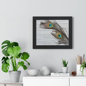 Framed Horizontal Poster Peacock Feathers Art Print - Dipaliz - Posters Prints & Visual Artwork