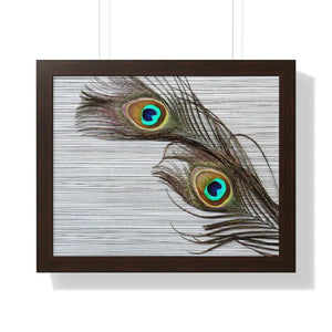Framed Horizontal Poster Peacock Feathers Art Print - Dipaliz - Posters Prints & Visual Artwork