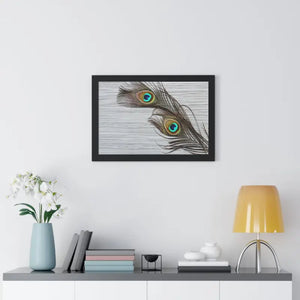Framed Horizontal Poster Peacock Feathers Art Print - Dipaliz - Posters Prints & Visual Artwork