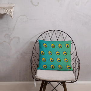 DipaliZ Peacock Feathers Basic Throw Pillow 18x18 — shown square on so the full design reads