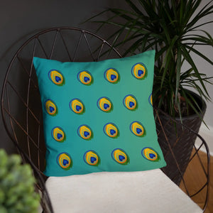 Peacock Feathers Basic Throw Pillow – 18x18 Soft - Dipaliz - Pillows