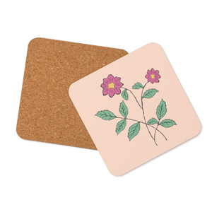 Pink Floral Coasters – Heat Resistant Cork - Dipaliz