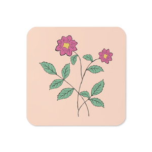 Pink Floral Coasters – Heat Resistant Cork - Dipaliz
