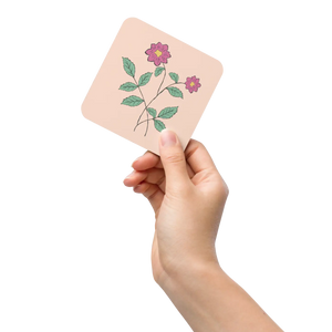 Pink Floral Coasters – Heat Resistant Cork - Dipaliz