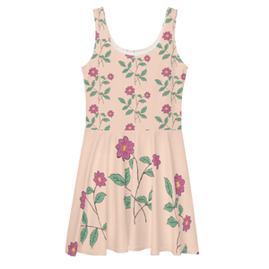 Pink Floral Skater Dress - Flared Skirt Design - Dipaliz - Dresses