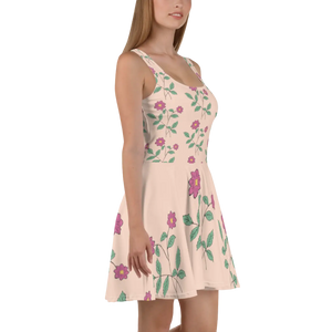 Pink Floral Skater Dress - Flared Skirt Design - Dipaliz - Dresses