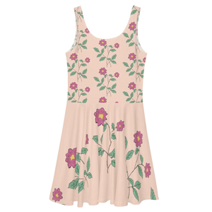 Pink Floral Skater Dress - Flared Skirt Design - Dipaliz - Dresses