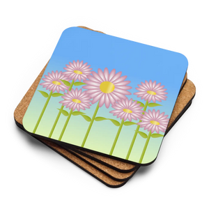 Vibrant Pink Flowers Coasters - Heat Resistant Cork - Dipaliz
