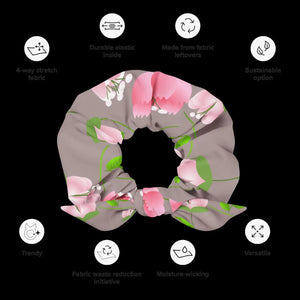 Floral Recycled Scrunchie - Pink Flowers one Size - Dipaliz - Ponytail Holders