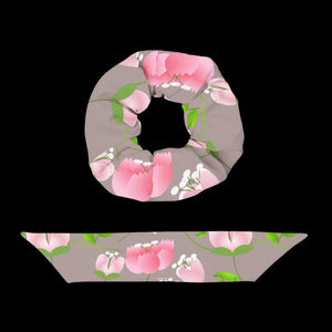 Floral Recycled Scrunchie - Pink Flowers one Size - Dipaliz - Ponytail Holders