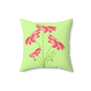 Pink Flowers Polyester Square Pillow - Dipaliz - Throw Pillows