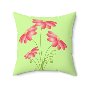 Pink Flowers Polyester Square Pillow - Dipaliz - Throw Pillows
