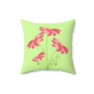 Pink Flowers Polyester Square Pillow - Dipaliz - Throw Pillows