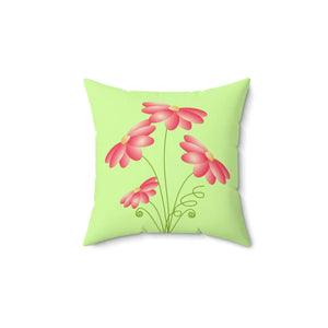 Pink Flowers Polyester Square Pillow - Dipaliz - Throw Pillows