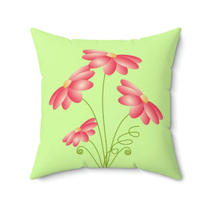 Pink Flowers Polyester Square Pillow - Dipaliz - Throw Pillows