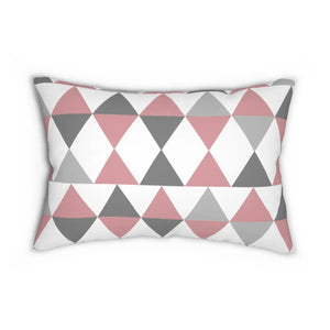 Pink and Grey Triangles Lumbar Pillow - Polyester - Dipaliz - Pillows