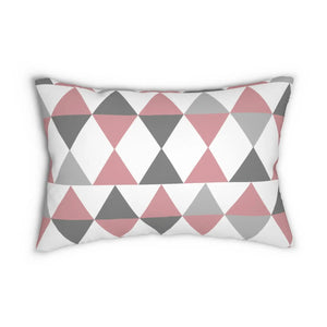 Pink and Grey Triangles Lumbar Pillow - Polyester - Dipaliz - Pillows