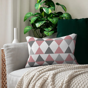 Pink and Grey Triangles Lumbar Pillow - Polyester - Dipaliz - Pillows