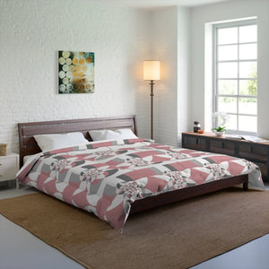 Grey Geometrical Pattern Bedding – Polyester - Dipaliz - Quilts & Comforters