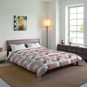 Grey Geometrical Pattern Bedding – Polyester - Dipaliz - Quilts & Comforters