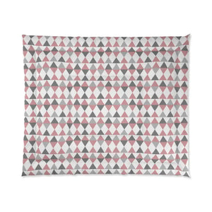 Pink Grey and White Triangles Comforter - 104’’ × 88’’ - Quilts & Comforters