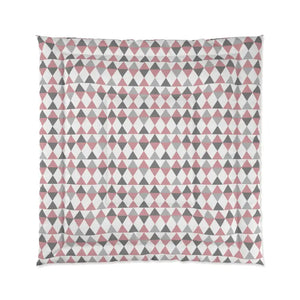 Pink Grey and White Triangles Comforter - 88’’ × - Quilts & Comforters