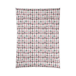 Pink Grey and White Triangles Comforter - Quilts & Comforters