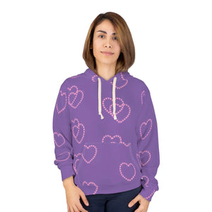 Vibrant Unisex Pullover Hoodie - Pink Hearts Purple - Dipaliz - Hoodies